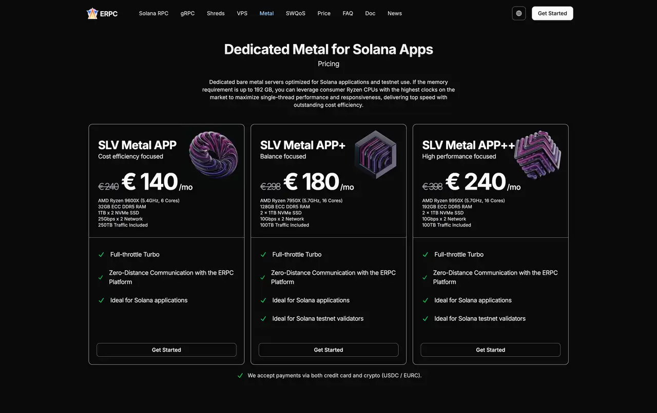 Dedicated Baremetal servers for Solana Apps
