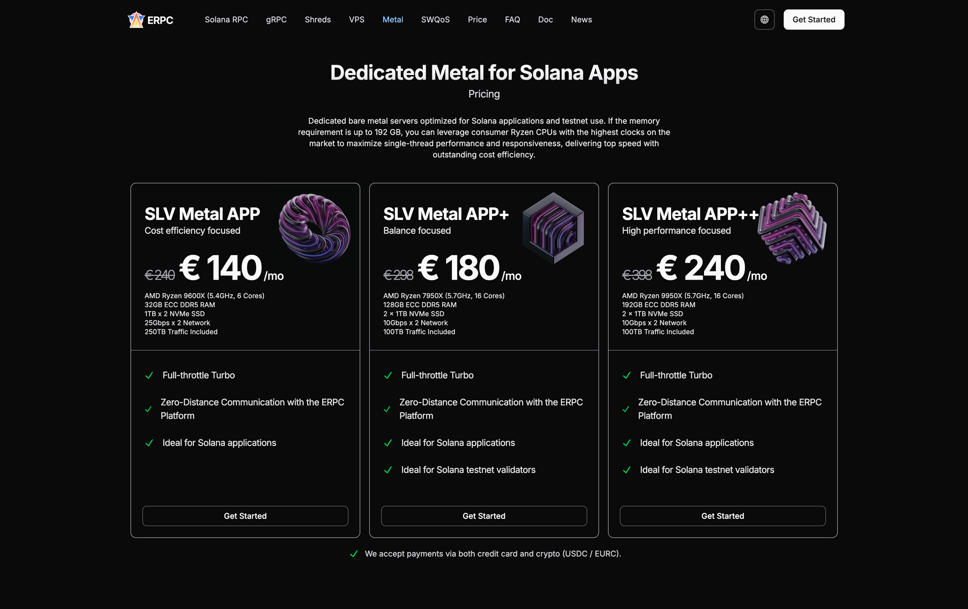Dedicated Baremetal servers for Solana Apps 